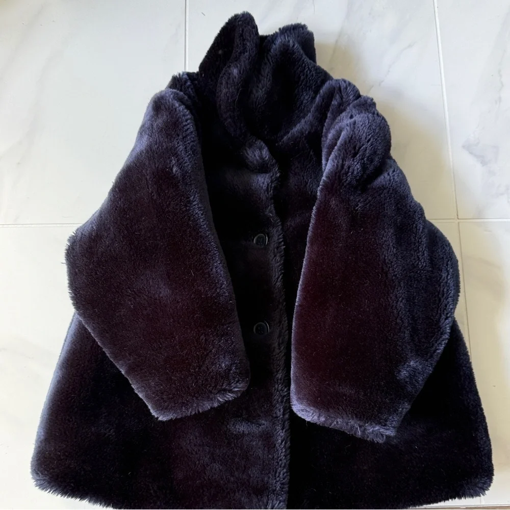 Baby Gap 24 Months Deep Blue or Navy Faux Fur Jacket